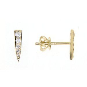 Real Diamond One Liner Daily Wear Stud Earrings Fine Jewelry Yellow Gold